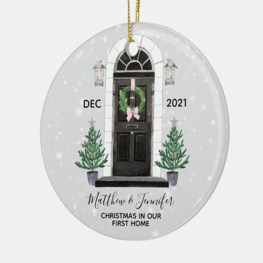 Eerste kerstfeestdag kerstfeestdag keramisch ornament (Links)