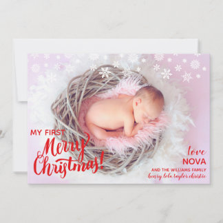Eerste kerstfeestdag met Baby-foto's Feestdagenkaart