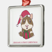 Eerste kerstfeestdag met cavia's op maat metalen ornament (Links)