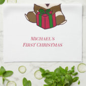 Eerste kerstfeestdag met cavia's op maat theedoek (Gevouwen)