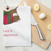 Eerste kerstfeestdag met cavia's op maat theedoek (Quarter Fold)