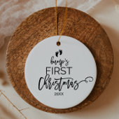 Eerste kerstfeestdag met kerstboomschoen keramisch ornament