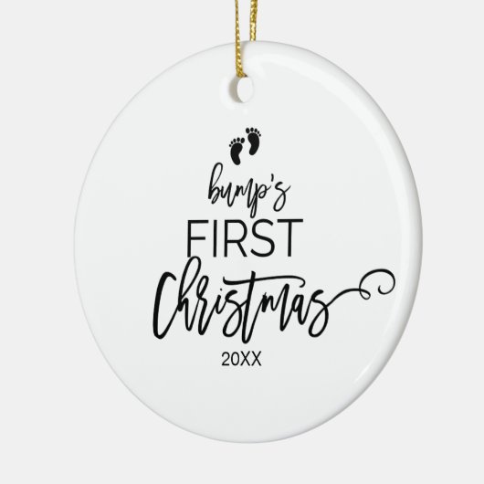 Eerste kerstfeestdag met kerstboomschoen keramisch ornament (Links)