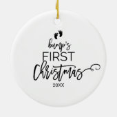 Eerste kerstfeestdag met kerstboomschoen keramisch ornament (Achterkant)