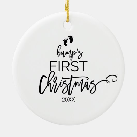 Eerste kerstfeestdag met kerstboomschoen keramisch ornament (Achterkant)