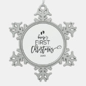 Eerste kerstfeestdag met kerstboomschoen tin sneeuwvlok ornament (Voorkant)