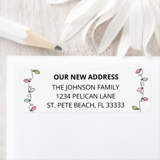 Eerste kerstfeestdag met kerstlampjes Nieuw adres  Etiket (Insitu)