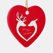 Eerste kerstfeestdag - Paar op maat Keramisch Ornament (Rechts)