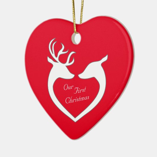 Eerste kerstfeestdag - Paar op maat Keramisch Ornament (Links)