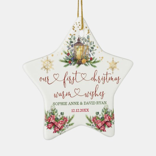 Eerste kerstfeestdag Pine Bow Lantern Weduwschap Keramisch Ornament (Rechts)