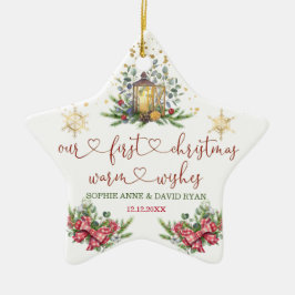 Eerste kerstfeestdag Pine Bow Lantern Weduwschap Keramisch Ornament