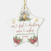 Eerste kerstfeestdag Pine Bow Lantern Weduwschap Keramisch Ornament (Links)