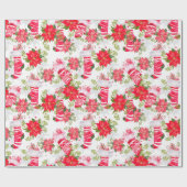 Eerste kerstfeestdag - Rode wintervoorraad Poinset Cadeaupapier (Vlak)