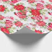 Eerste kerstfeestdag - Rode wintervoorraad Poinset Cadeaupapier (Hoek)