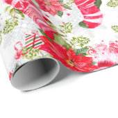 Eerste kerstfeestdag - Rode wintervoorraad Poinset Cadeaupapier (Rol Hoek)