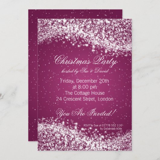 Eerste kerstfeestdag Uitnodiging peulant Sparkle R (Voorkant / Achterkant)