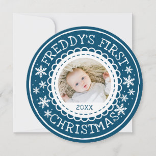 Eerste kerstfeestdag voor baby feestdagenkaart
