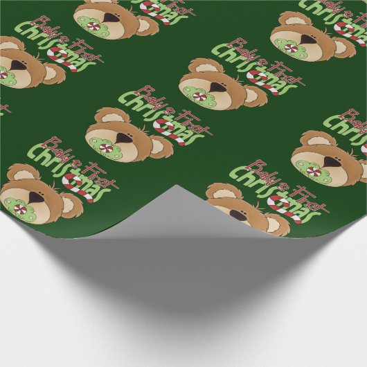 Eerste kerstfeestdag voor baby's cadeaupapier (Hoek)