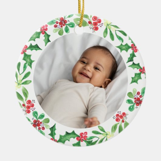 Eerste kerstfeestdag voor een speciaal kind keramisch ornament (Voorkant)