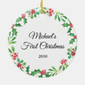 Eerste kerstfeestdag voor een speciaal kind keramisch ornament (Achterkant)