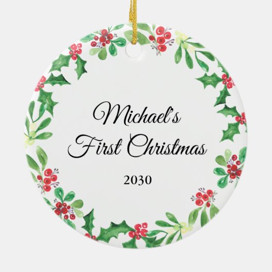 Eerste kerstfeestdag voor een speciaal kind keramisch ornament (Achterkant)