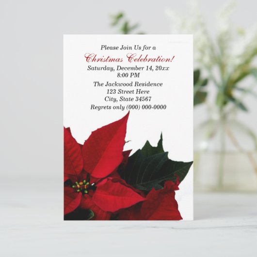 Eerste kerstfeestdagen in Poinsettia Kaart (Staand voorkant)