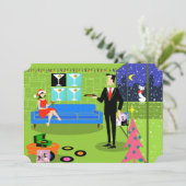 Eerste kerstfeestdagen in Retro Kaart (Staand voorkant)