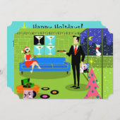 Eerste kerstfeestdagen in Retro Kaart (Voorkant / Achterkant)