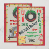 Eerste kerstfeestdagen met witte trailer kaart (Voorkant / Achterkant)