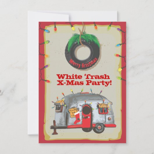 Eerste kerstfeestdagen met witte trailer kaart (Achterkant)