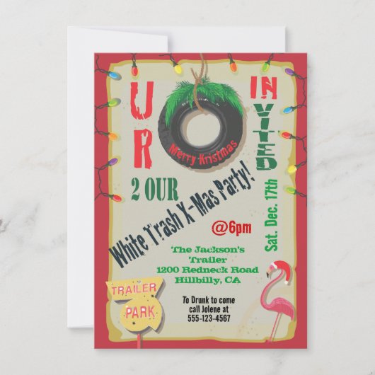 Eerste kerstfeestdagen met witte trailer kaart (Voorkant)