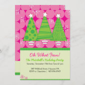 Eerste kerstfeestdagen - Roze en groene bomen Kaart (Voorkant / Achterkant)