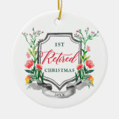 Eerste kerstfeestelijke, gepersonaliseerde Floral  Keramisch Ornament (Voorkant)