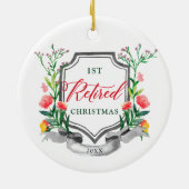 Eerste kerstfeestelijke, gepersonaliseerde Floral  Keramisch Ornament (Achterkant)