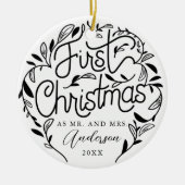 Eerste kerstfeestelijke keramische keramische fees keramisch ornament (Voorkant)