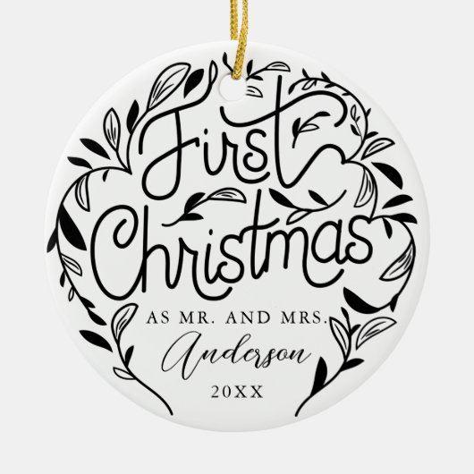 Eerste kerstfeestelijke keramische keramische fees keramisch ornament (Voorkant)