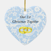 Eerste kerstfeestelijke Sjabloon Keramisch Ornament (Achterkant)