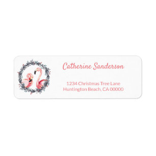 Eerste kerstflamingos Roze Retouradres Etiket