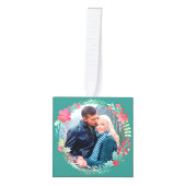 Eerste kerstflesje met foto's kubus ornament (Voorkant)