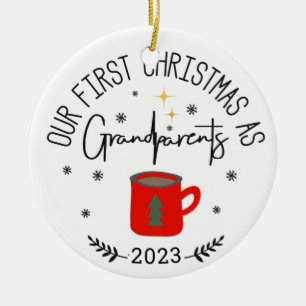 Eerste kerstfoto als grootouders koffiekopje keramisch ornament