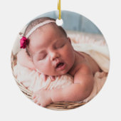 Eerste kerstfoto Baby Black Keramisch Ornament (Achterkant)