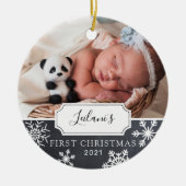 Eerste kerstfoto Baby Keramisch Ornament (Voorkant)