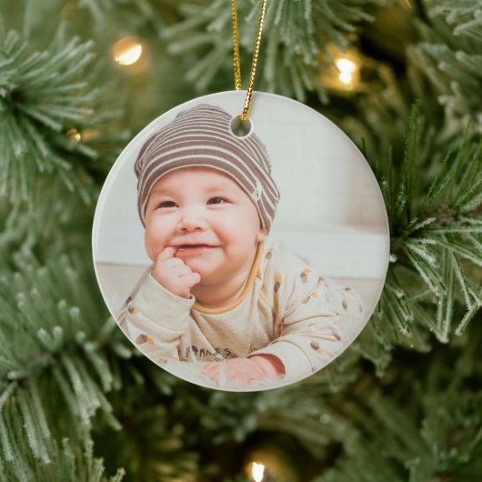 Eerste kerstfoto Baby Keramisch Ornament (Boom)