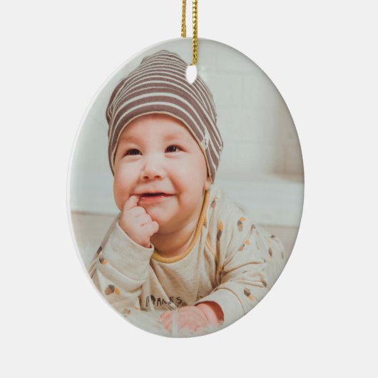 Eerste kerstfoto Baby Keramisch Ornament (Rechts)