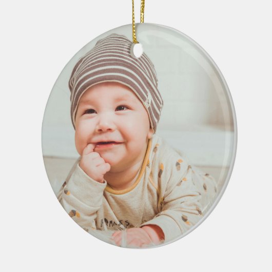 Eerste kerstfoto Baby Keramisch Ornament (Links)