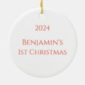 Eerste kerstfoto Baby Keramisch Ornament (Achterkant)