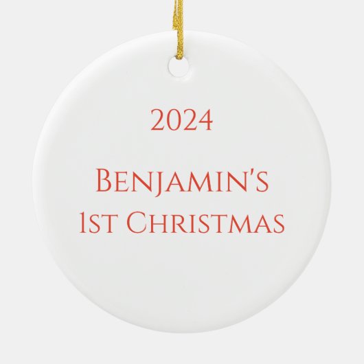 Eerste kerstfoto Baby Keramisch Ornament (Achterkant)