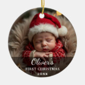 Eerste kerstfoto-Baby Naam Keramisch Ornament (Voorkant)