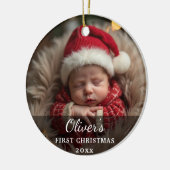 Eerste kerstfoto-Baby Naam Keramisch Ornament (Links)