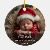 Eerste kerstfoto-Baby Naam Keramisch Ornament (Achterkant)